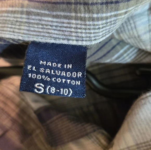 Nautica Jeans Co  Boys Blue Plaid Button Down Long Sleeve Shirt Size S - Picture 6 of 10